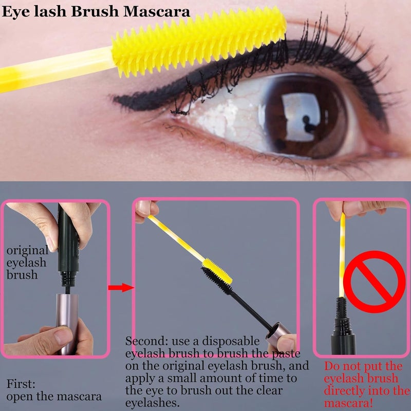 BIHRTC 100PCS Eyelashs Brush Mascara Wands Disposable Lip Applicators liner Brushes Makeup Tools Lip Brushes Eyelash Spoolies for Women Girls Salon Beauty Cosmetic Make Up Tool - Image 4